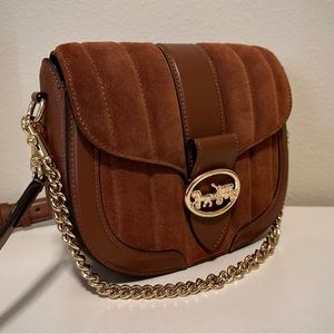 Coach Georgie Suede Saddle Shoulder Bag in perfect condition